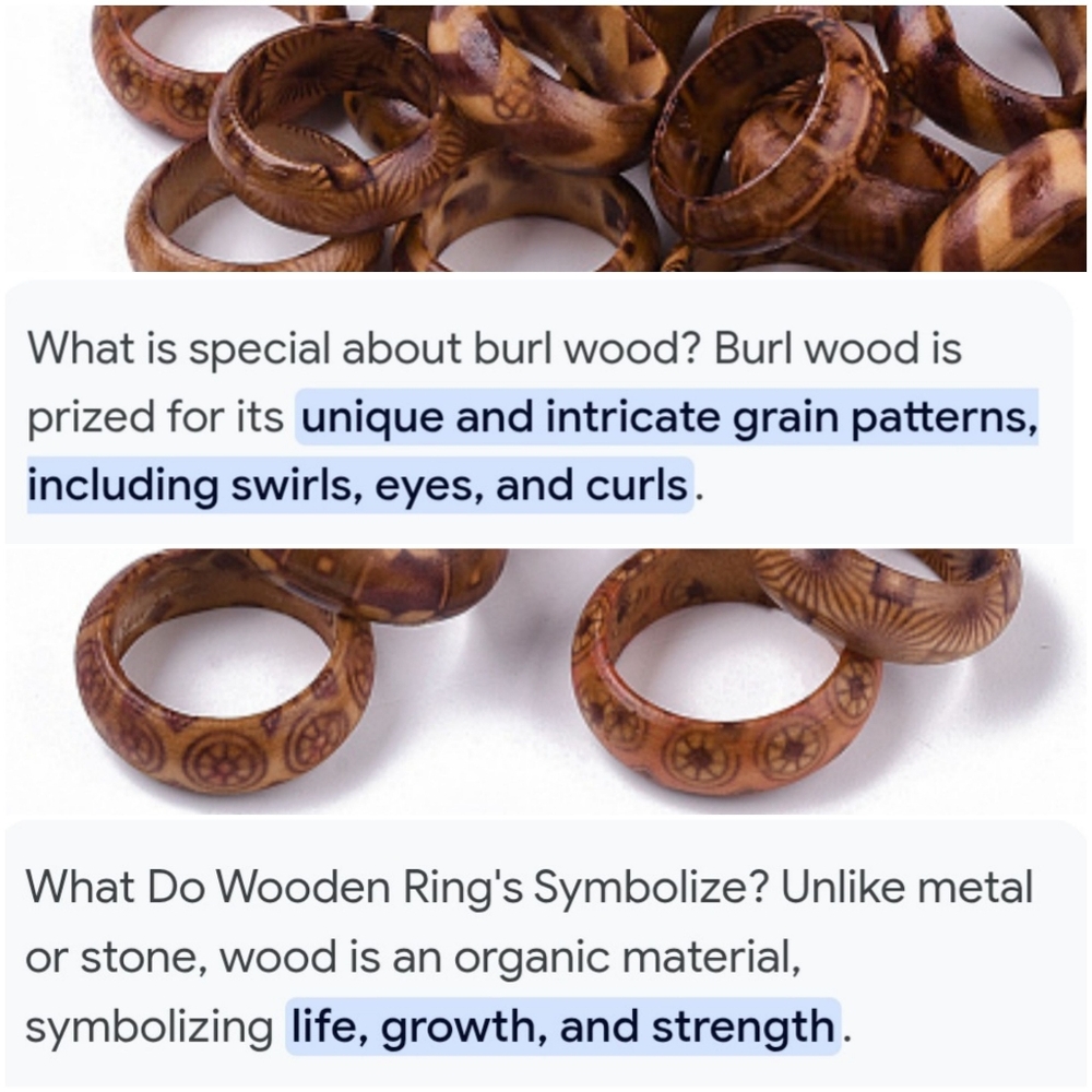 Wooden Ring Size 8 R - Picture 5 of 6